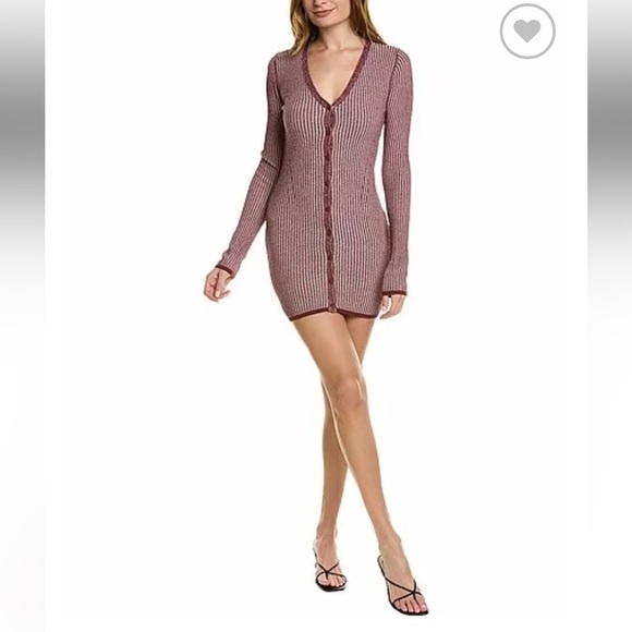 NWOT RAG & BONE Alexis Long Sleeve Rib Knit V-Neck Sweater Mini Dress - Picture 4 of 13
